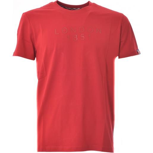AQUASCUTUM t-shirt rossa in cotone con stampe