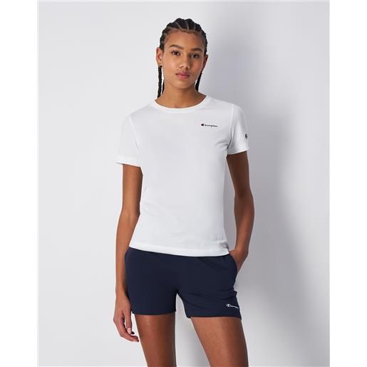 Champion t-shirt girocollo con logo Champion piccolo bianco donna