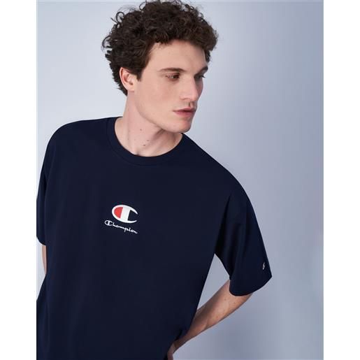 Champion t-shirt in cotone con logo Champion blu uomo