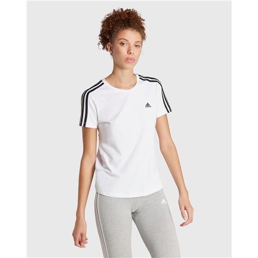 Adidas t-shirt 3 stripes bianco donna
