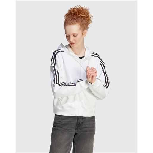 Adidas hoodie essentials 3-stripes french terry bomber full-zip bianco donna