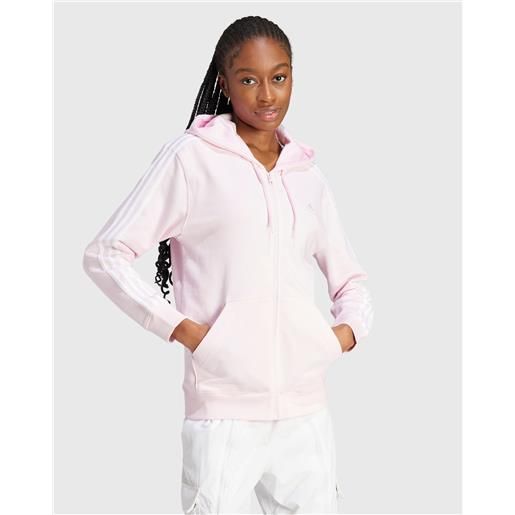 Adidas felpa con cappuccio essentials 3-stripes french terry regular full-zip rosa donna
