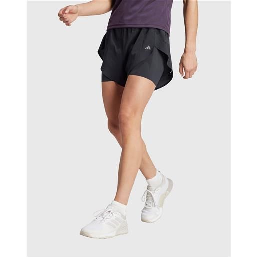 Adidas pantaloncini sportivi designed for training hiit 2in1 nero donna