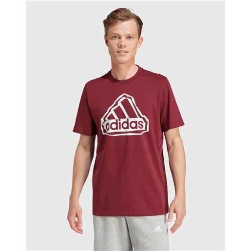Adidas t-shirt big logo bordeaux rosso uomo