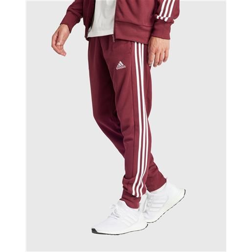 Adidas pantaloni essentials french terry tapered cuff 3-stripes rosso uomo