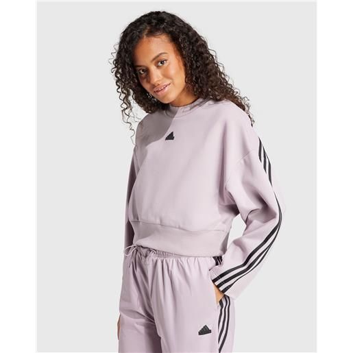 Adidas felpa girocollo crop 3-stripes tech viola donna