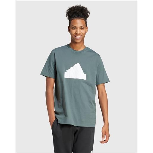 Adidas t-shirt regular tech big logo verde uomo