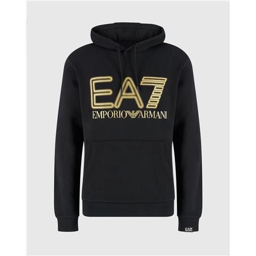 EA7 emporio armani EA7 felpa con cappuccio logo series in cotone nero uomo