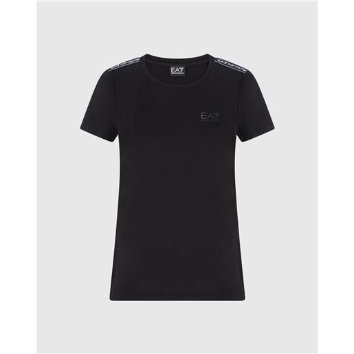 EA7 emporio armani EA7 t-shirt girocollo logo series in misto cotone organico asv nero donna