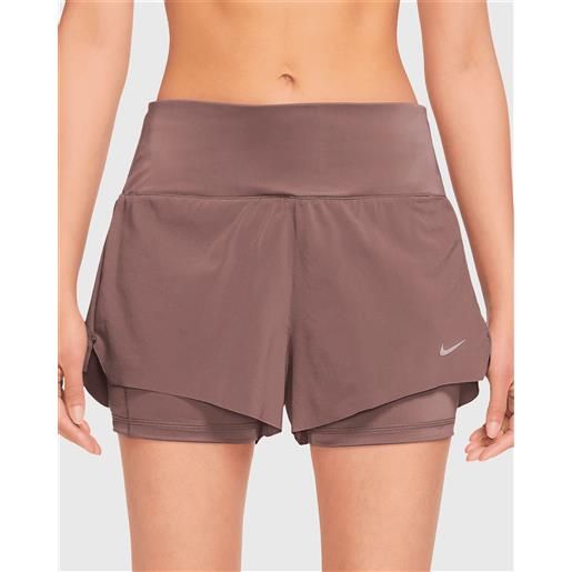 Nike shorts da running 2-in-1 swift dri-fit rosa donna