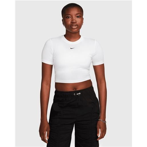 Nike t-shirt essential slim crop bianco donna