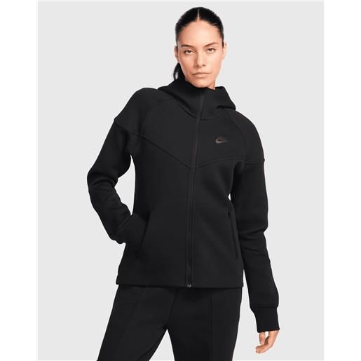 Nike felpa con cappuccio sportswear tech fleece windrunner full-zip nero donna