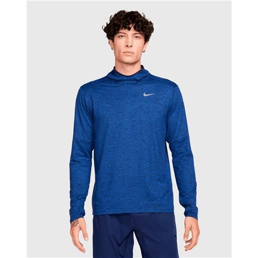 Nike dri-fit felpa da running con cappuccio uv blu uomo