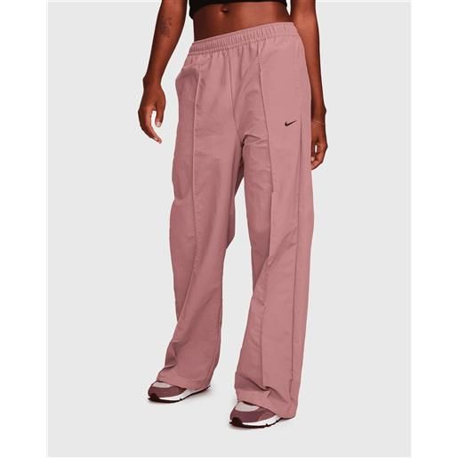 Nike swoosh pantaloni sportswear mid-rise open-hem woven rosa donna