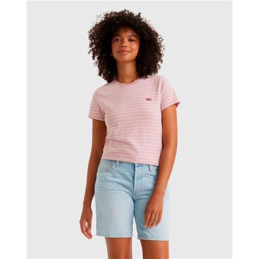 Levi's perfect t-shirt stripe keepsak rosa donna