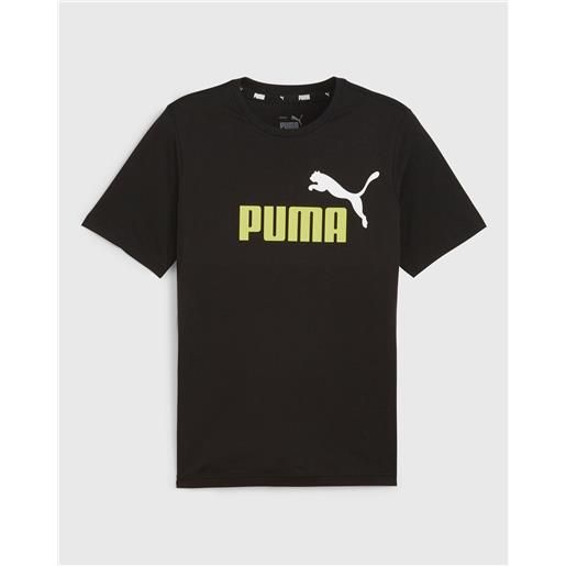 Puma t-shirt con logo bicolore essentials nero uomo
