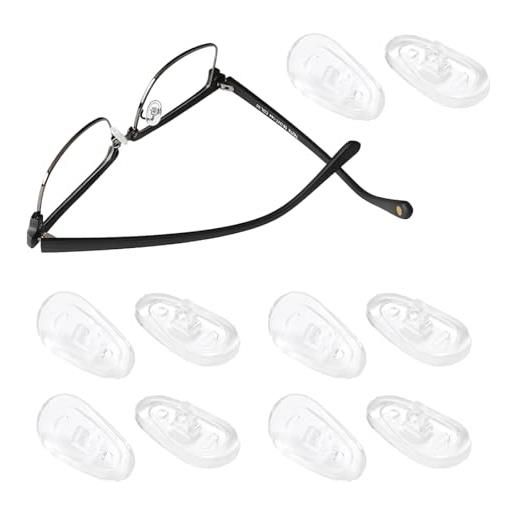 LZKHEH kit 5 paia di nasellini in silicone antiscivolo trasparenti per occhiali da sole e vista - accessori comfort per naso e orecchie
