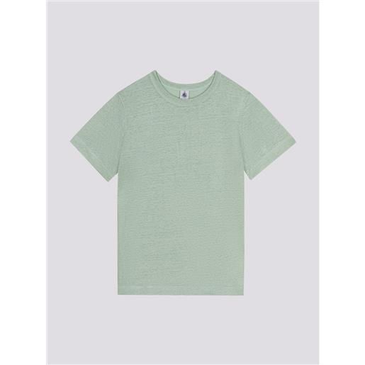 PETIT BATEAU t-shirt l'iconique in lino verde da donna