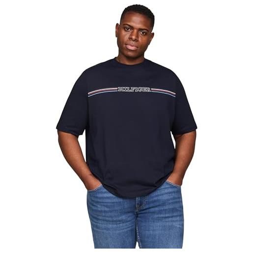 Tommy Hilfiger t-shirt maniche corte uomo stripe chest scollo rotondo, nero (black), 5xl