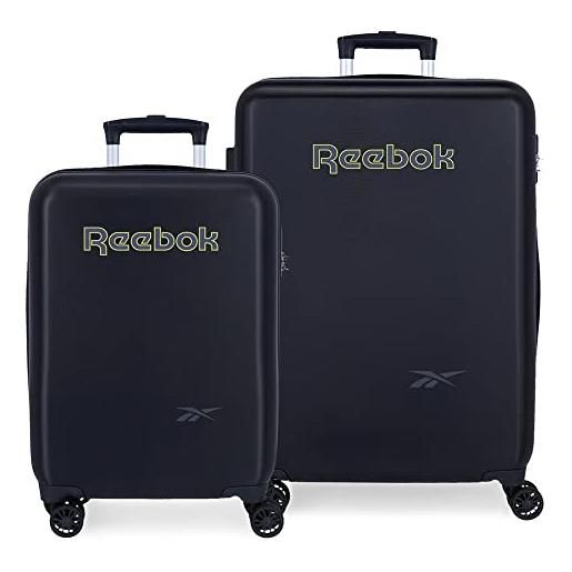 Reebok summerville set valigie blu 55/68 cm rigido abs chiusura laterale a combinazione 104l 6 kg 4 doppie ruote bagaglio a mano