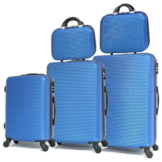 CELIMS la soluzione completa di valigie da viaggio: vari colori, materiale abs robusto e maneggevolezza a 360 gradi. , blu, lot de 3 valises avec 2 vanity, valvole abs