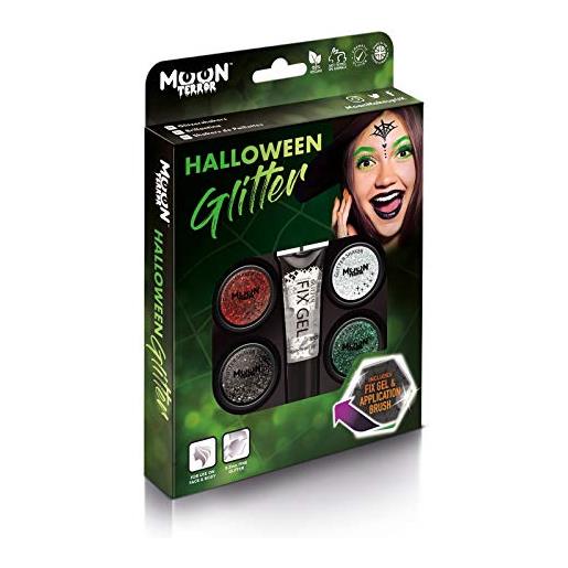 Moon Terror shaker glitterati di halloween | trucco sfx, glitter festival per viso, corpo e peli, trucco per effetti speciali, cofanetto, 5 g
