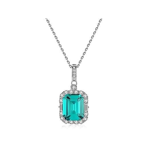Bellitia Jewelry collana pendente con ciondolo di smeraldo simulato & diamante simulato zirconi, di pietra preziosa verde, regalo di gioielli per madre figlia fidanzata moglie
