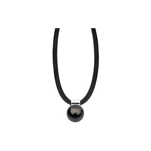 Nenalina collana in nero e pendente con perle, collana in caucciù con chiusura a moschettone, lunghezza: 42 + 5 cm, kas-013