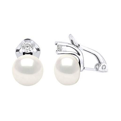 PEARLS & COLORS NATURAL FINE PEARLS pearls & colors - orecchini vere perle di coltura di acqua dolce bottoni 8-9 mm - qualità aaa+ - sistema a clip - argento 925 - gioiello da donn