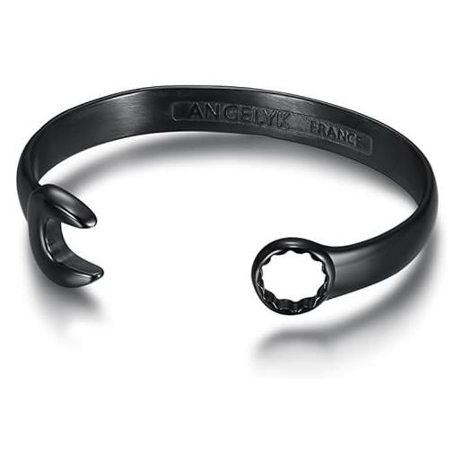 Bobijoo jewelry - bracciale chiave piatto uomo donna acciaio inossidabile nero meccanico biker