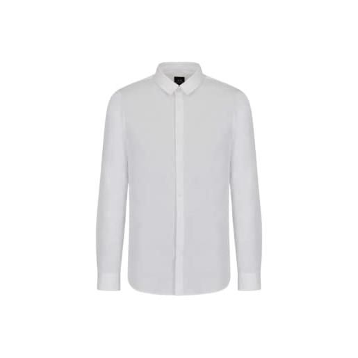 Armani Exchange long sleeve ultra stretch lyocell button down shirt. Slim fit. Camicia, white, l uomo