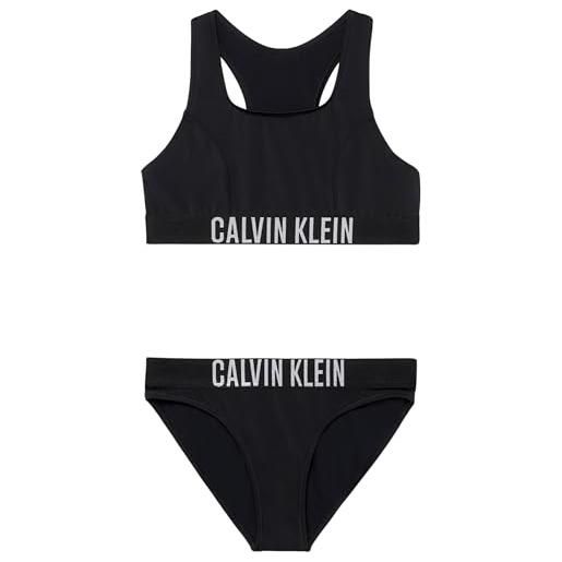 Calvin Klein bralette bikini set nylon ky0ky00056, nero (pvh black), 14-16 anni bambine e ragazze