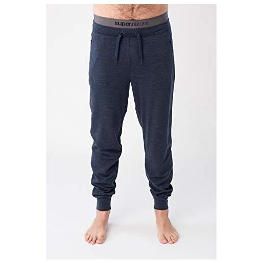 super.natural comodi pantaloni da jogging da uomo, in lana merino, m city cuffed, taglia: xxl, colore: blu scuro mélange