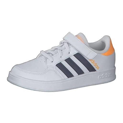 Adidas breaknet el c, scarpe da ginnastica basse unisex - bambini e ragazzi, bianco/blu scuro/arancio flash, 32 eu
