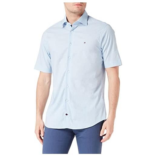 Tommy Hilfiger cl stretch classic prtrfsht s/s mw0mw30636 camicie eleganti, blu (light blue/navy), 43w uomo
