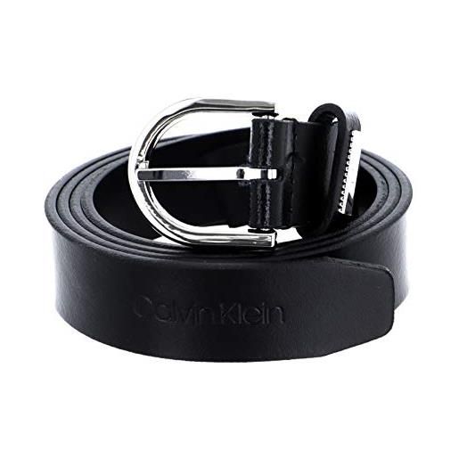 Calvin Klein cintura donna ck must round belt 2.5 cm cintura in pelle, nero (ck black), 85 cm