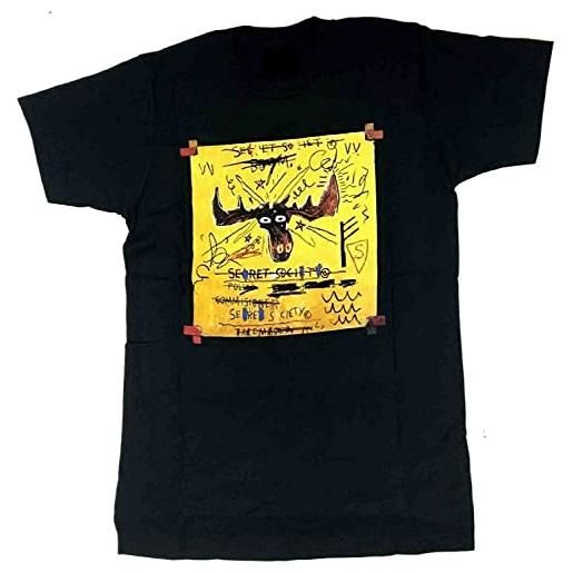 GWQ jean-michel basquiat moose art t-shirt nwt 100% nero, nero , 3xl