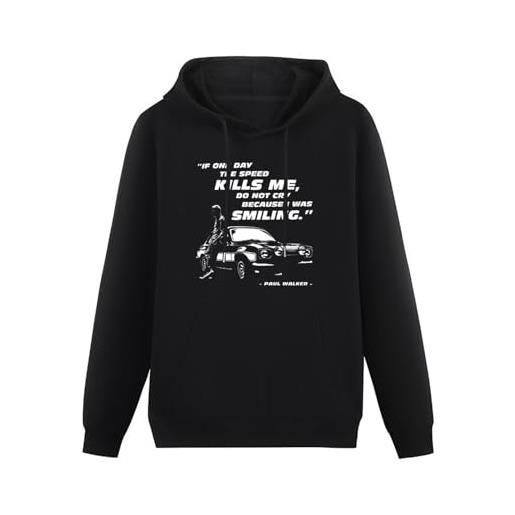 ExbeRt paul walker tribute black long sleeve mens hoody with pocket sweatershirt, hoodie size s