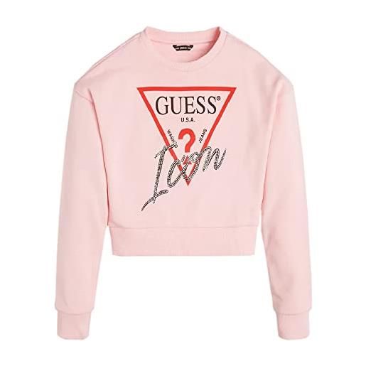 GUESS felpa rosa ragazza logo icon, rosa, 16 anni