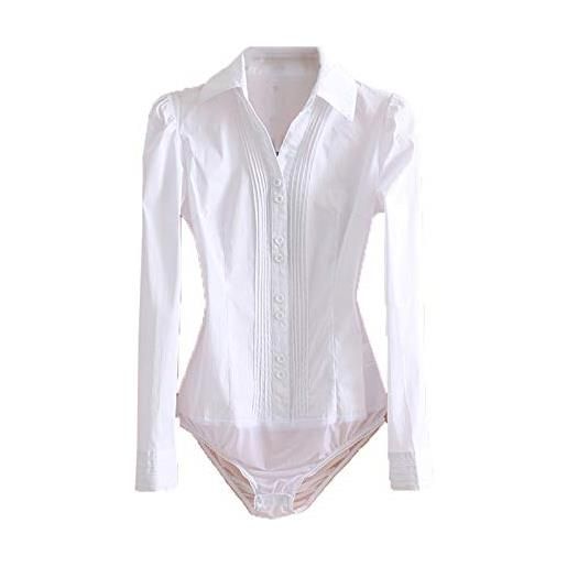 Laoling body eleganti per le donne office lady work camicia bianca a maniche lunghe aderenti moda top camicette abiti femminili white l