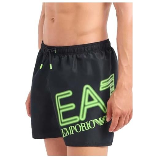Emporio Armani ea7 costume da bagno uomo a boxer con maxi logo avs - 902000 (46, nero/verde)