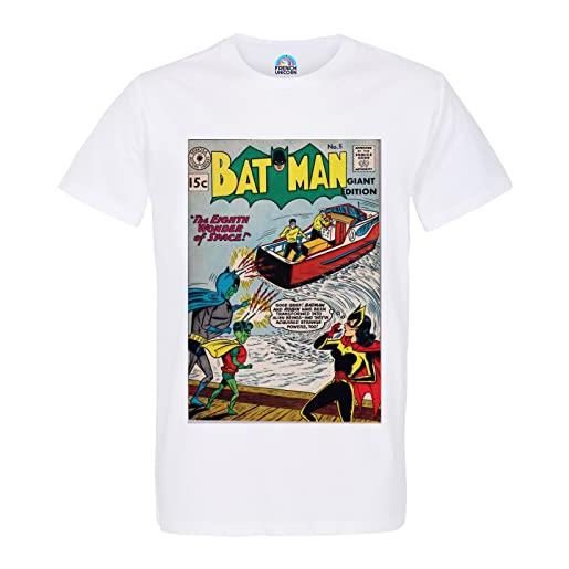 French Unicorn t-shirt uomo girocollo cotone bio batman marvel copertina fumetti super hero vintage, bianco, m