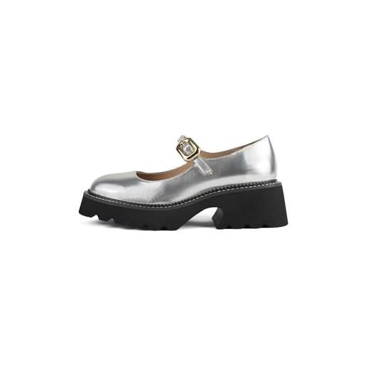 L37 HANDMADE SHOES l37 - scarpe da donna con plateau four seasons, loafer in pelle naturale, scarpe da donna, scarpe fatte a mano, stile unico, comode ed eleganti, nero , 41 eu