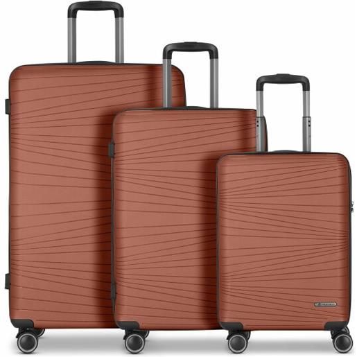 Franky dallas 3.0 set di valigie a 4 ruote 3 pezzi con pieghe elastiche rosso