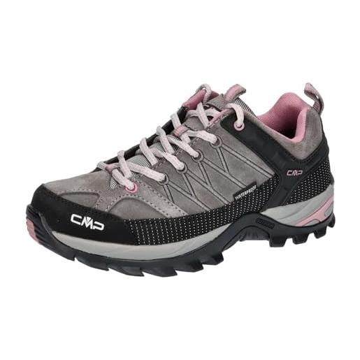 CMP rigel low wmn trekking shoes wp, scarpe da trekking donna, cemento-fard, 40 eu