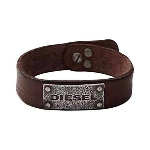 Diesel bracciale da uomo, acciaio inossidabile e pelle dx0570040