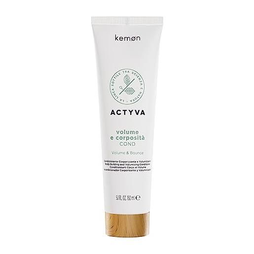 Kemon - actyva volume e corposità cond, balsamo per capelli fini ad azione volumizzante con semi di lino, senza siliconi - 150 ml