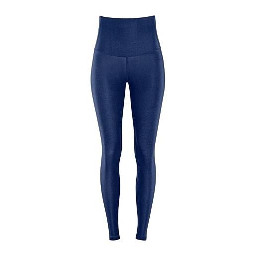 WINSHAPE leggings funzionali comfort hwl117c high waist in stile jeans con applicazione a v e fascia in vita, blu ricco, xxl donna
