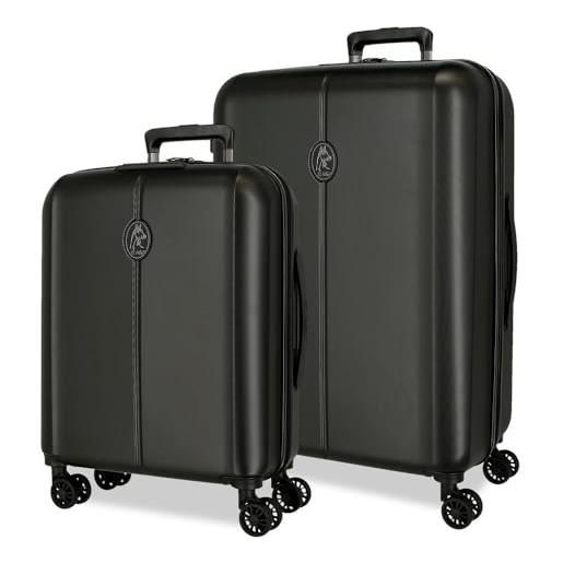El Potro vera - set di valigie nere 55/70 cm, rigida abs, chiusura tsa 118l 6,98 kg, 4 ruote doppie bagaglio a mano, nero, set di valigie