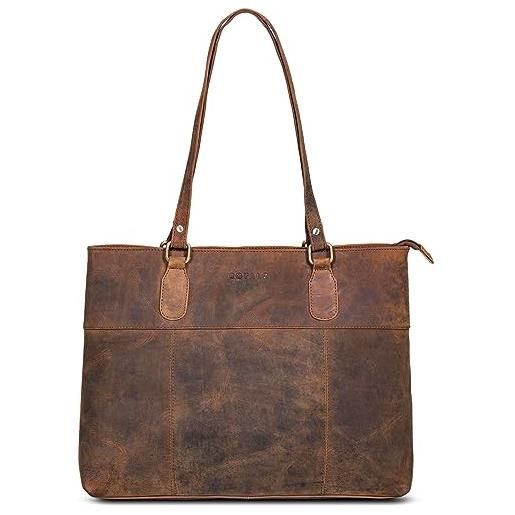 ROYALZ 'augustine' borsa a tracolla donna vintage in vera pelle autentico borsa shopper borsa postina donna borse da città, colore: nevada marrone